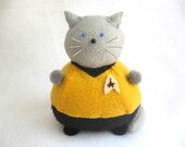Star Trek Captain Kirk Inspired Cat Pincushion cute felt kitty cat collectable or gift for animal lover...MADE-TO-ORDER