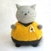 Star Trek Captain Kirk Inspired Cat Pincushion cute felt kitty cat collectable or gift for animal lover...MADE-TO-ORDER