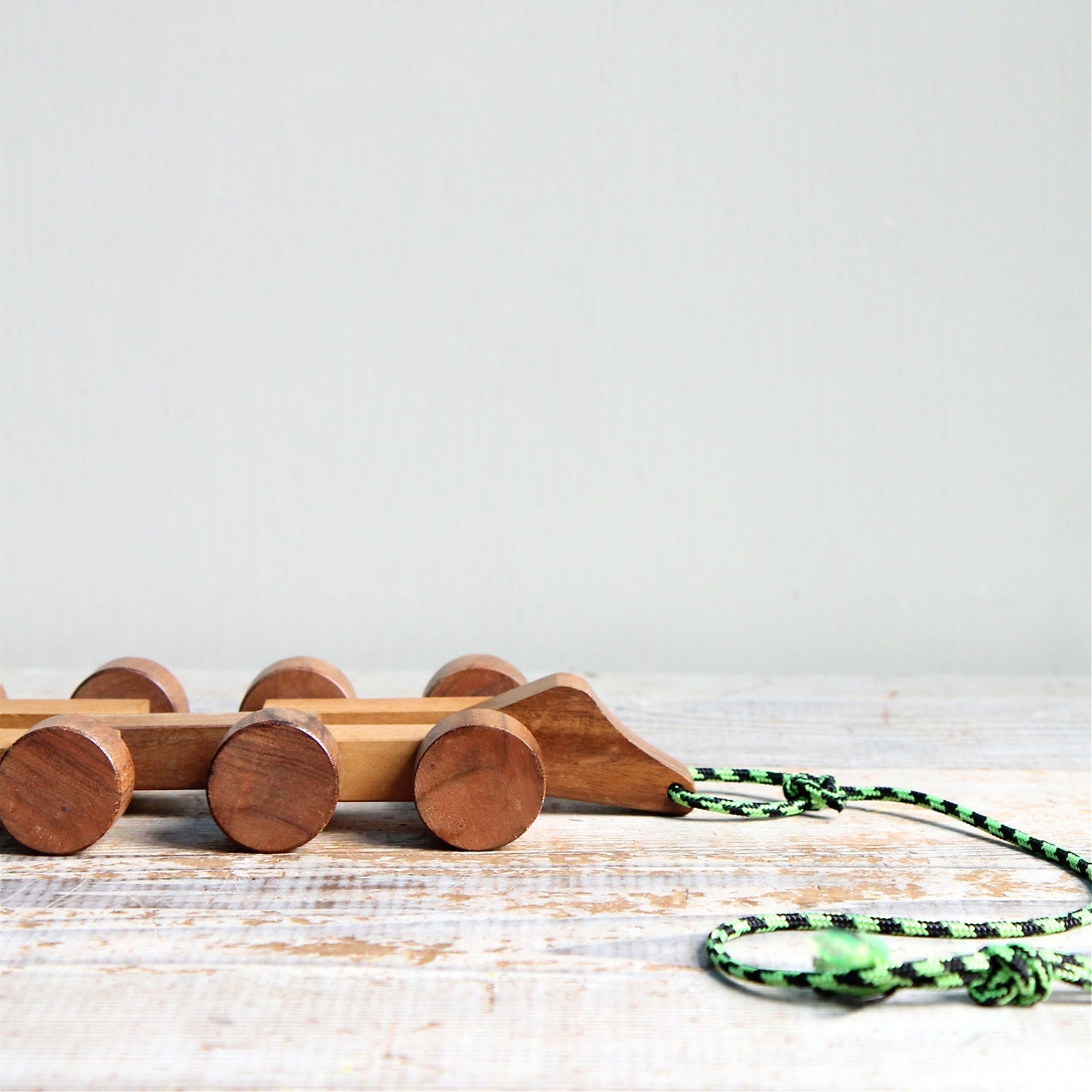 Vintage Handmade  Alligator Pull Toy / German Toy, Modern Folk, Wood, Waldorf, Montessori