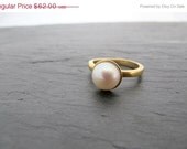 CLOSING SALE Classic Pearl Ring- Made to order 18k gold plated sterling silver and freshwater pearl ring.