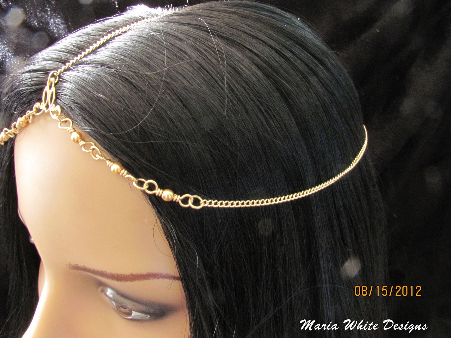 Gold Chain Headpiece Gold Pearl and gold chain headdress head piece head chain headchain