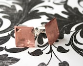 Square Copper and Silver Geometric Cuff Links - Men - Accessories - Industrial - Mod - Personalize with Stamped Initials