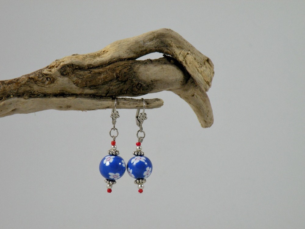 Blue and Pink Ball Earings