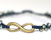 Infinity Crystal Navy Blue Macrame Handmade Bracelet