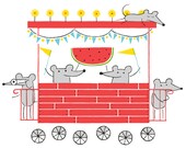 WATERMELON CABOOSE : 8x10 inch, 5 color screenprint