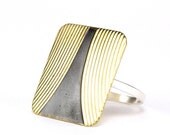 Deco cocktail ring - mixed metal - vintage inspired