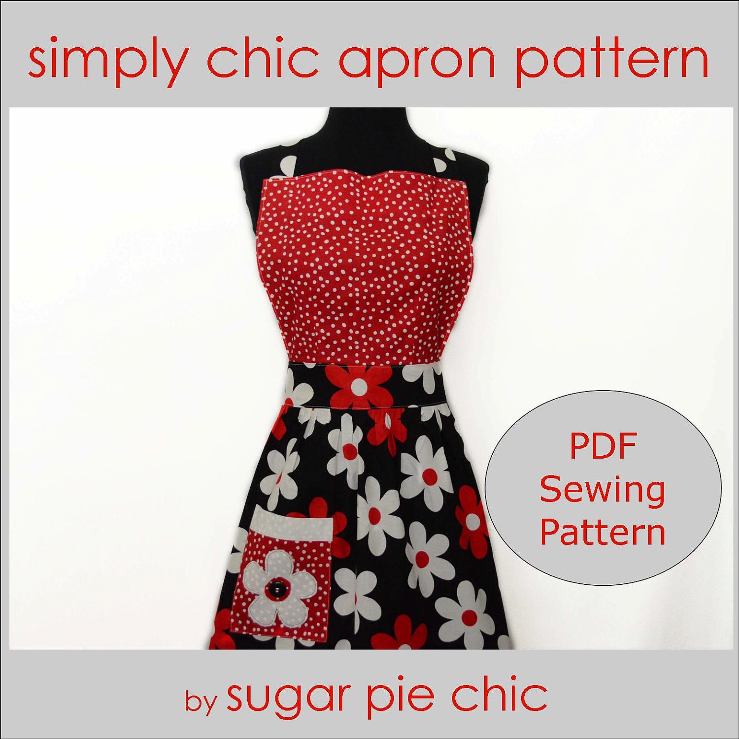 APRON SEWING Pattern PDF Woman's Full Apron Tutorial - Simply Chic Apron - Instant Download Sewing Pattern