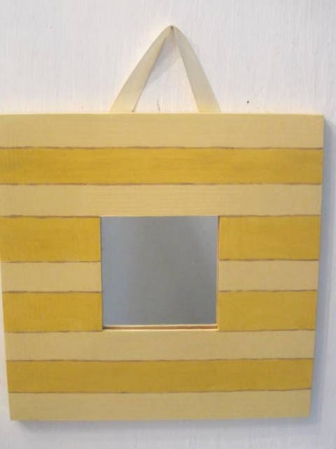 Yellow and Gold Striped Buttercup Hanging Mirror