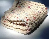 Dishcloth Facecloth or Washcloth handknit in Ivory 100% Cotton with Color Speckles