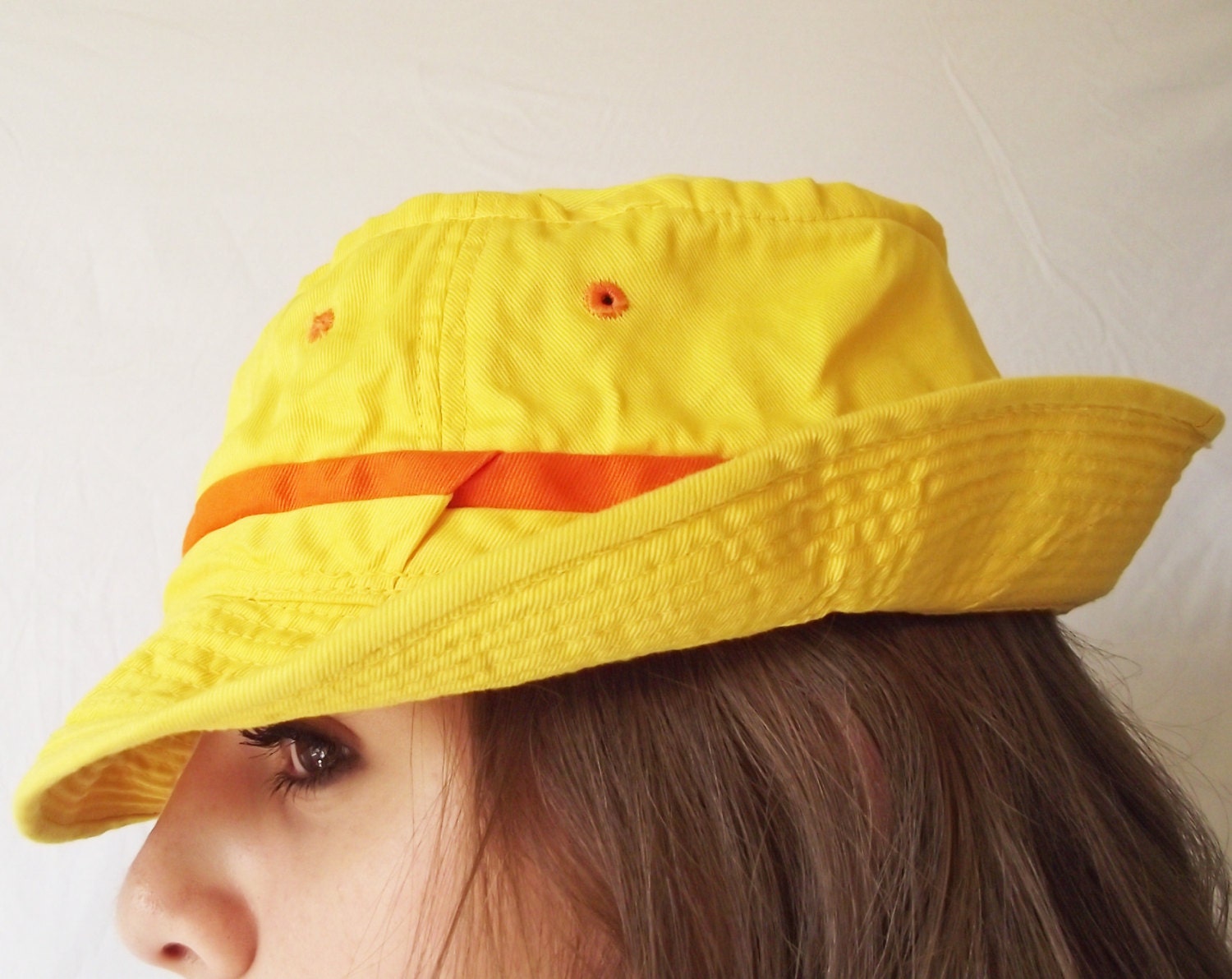 Vintage Golf Hat - Camping Fishing Yellow -  for the Happy Camper