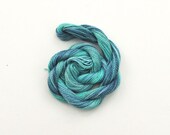 Hand dyed cotton perle 8 embroidery yarn, 30m skein - light sea blue, blue grey, medium blue, dark blue