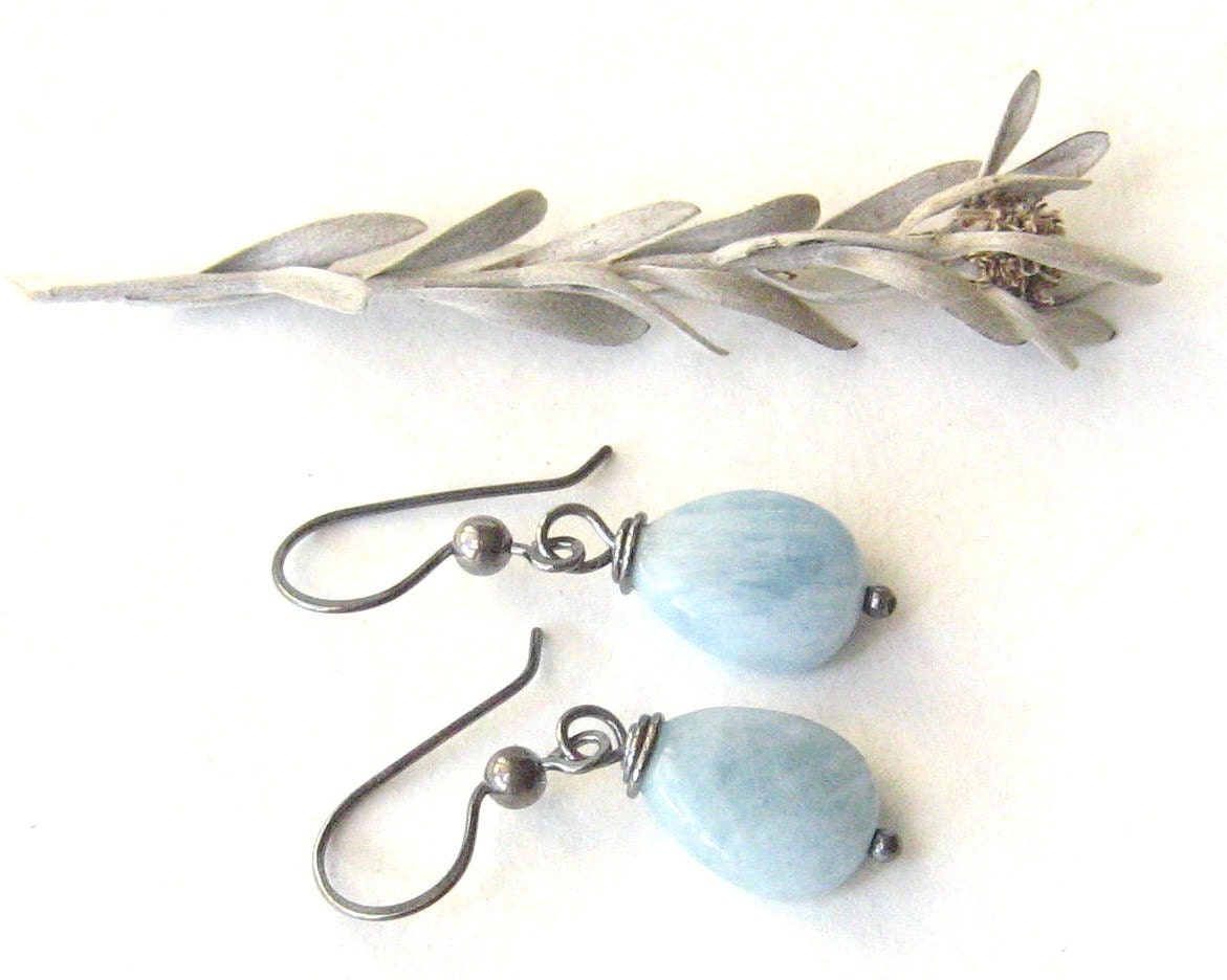 aquamarine dangle earrings with sterling ear wires