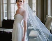 Single Layer Tulle Bridal Veil Waltz Length with Plain Edge in Ivory or White by Fine & Fleurie