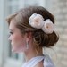 Bridal Hair Mini Silk Flower Fascinators Set of 2 in Pale Peachy Pink by Fine & Fleurie