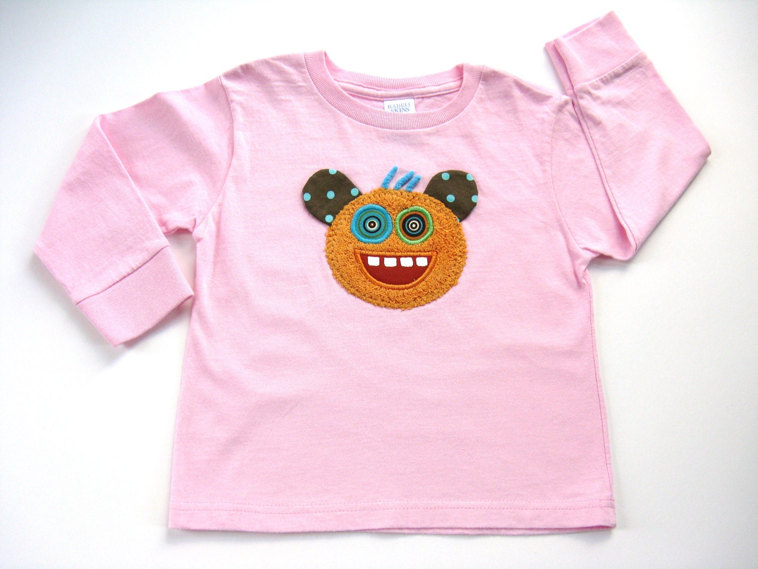 Girls Cat T-Shirt, Toddler, Applique,  Animal Patch, Size 4T, Pink, Long Sleeve, Tee or Top