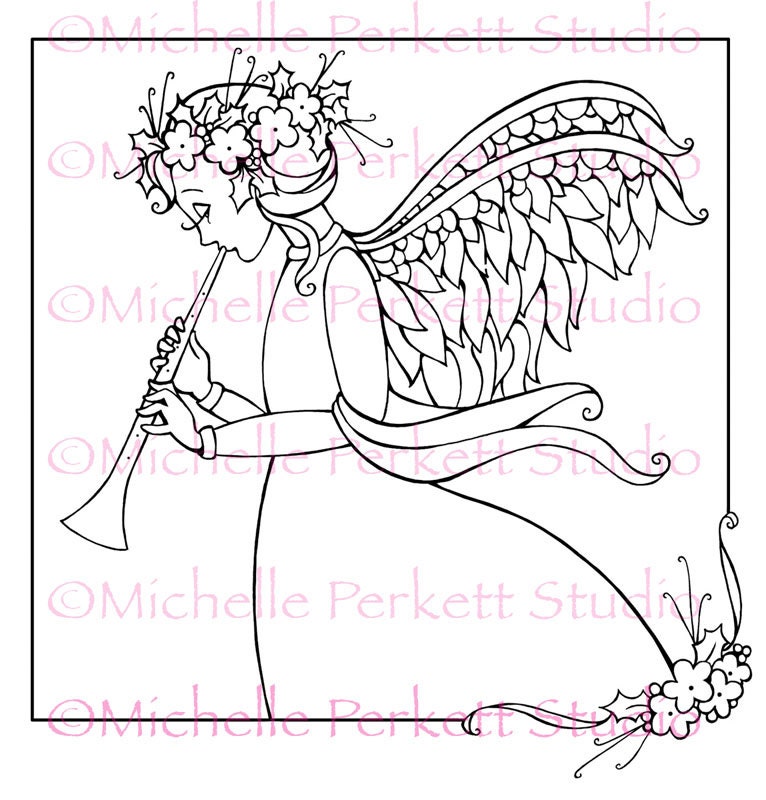 Digital Stamp Angel Christmas Wings  Cardmaking Scrapbooking
