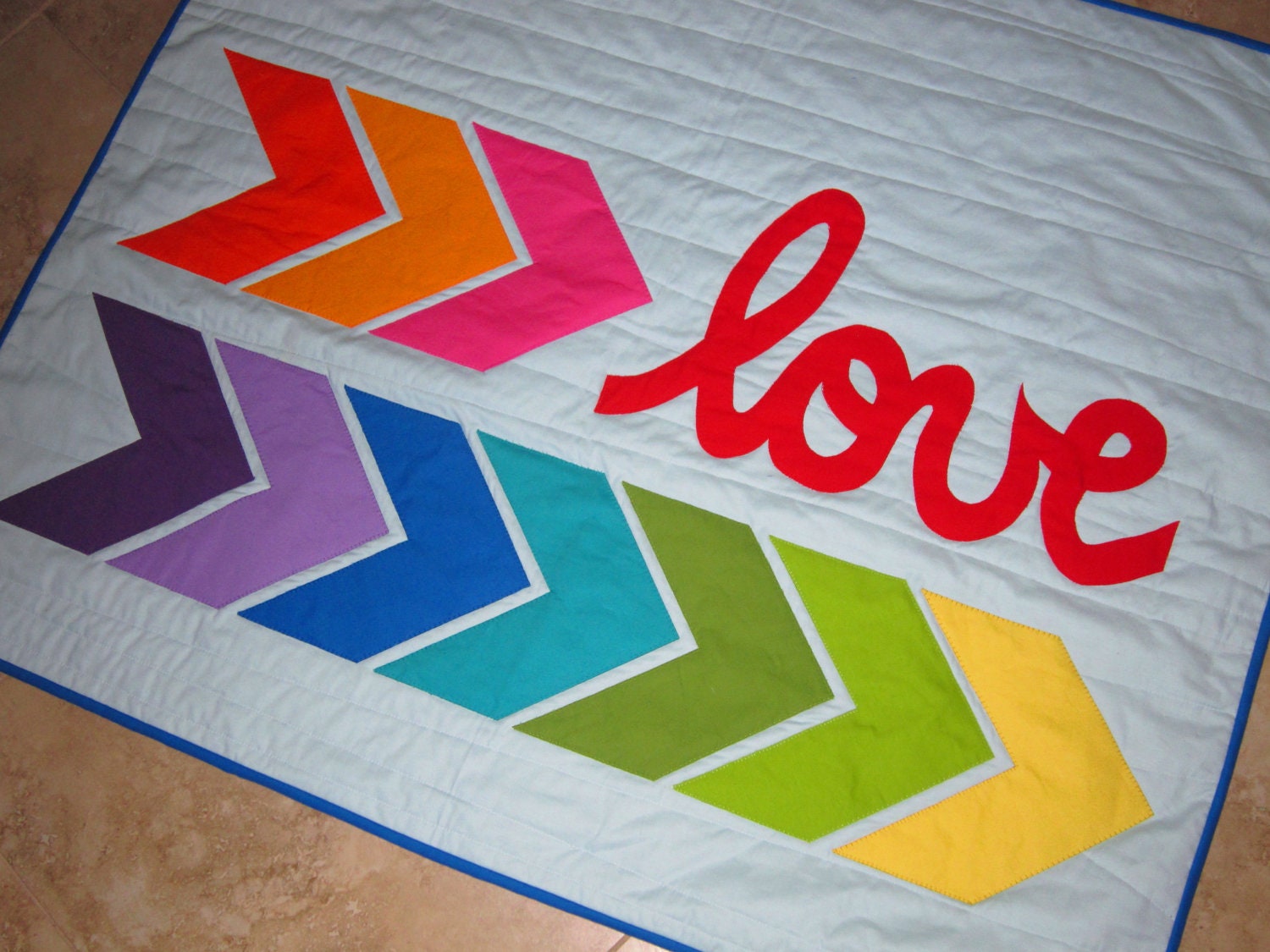 LOVE Baby Quilt from Quilts by Elena Bright Bold Modern