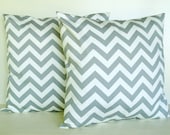 Grey Pillow Covers Chevron Zig Zag Throw Pillows 16x16 Set of 2