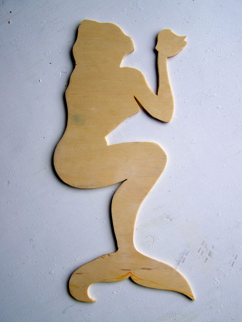 Mermaid  Wood Cut-Out Ready to Paint, Mosaic or Decopage