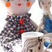 RESERVED FOR ANOUKI Hand painted mini mug hand drawn white porcelain mug Rosie and peaches
