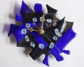 fused glass clock -  blues