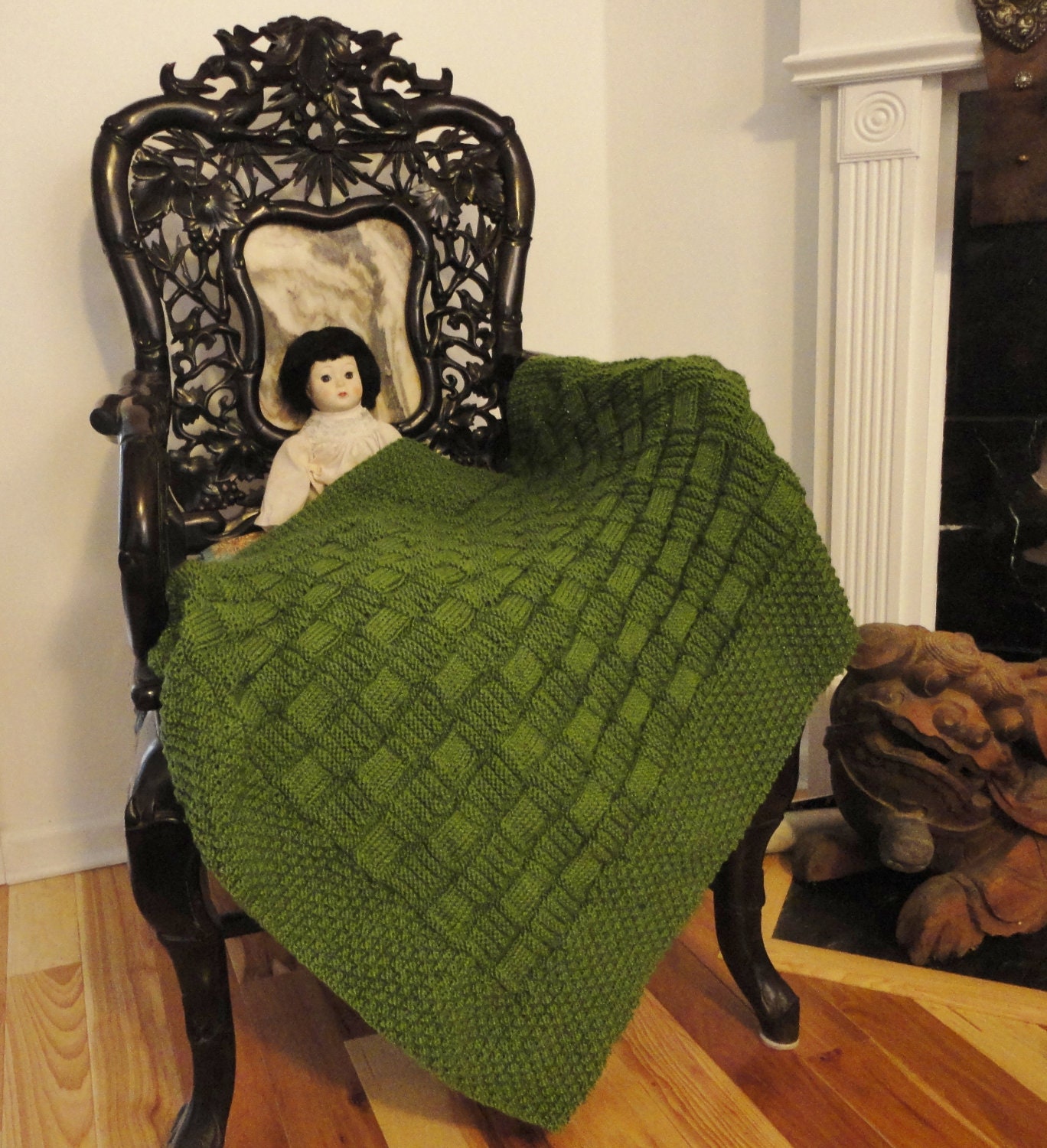 Aran Inspired Crib or Cradle Quilt Pattern -- Moss and Bamboo Stitches