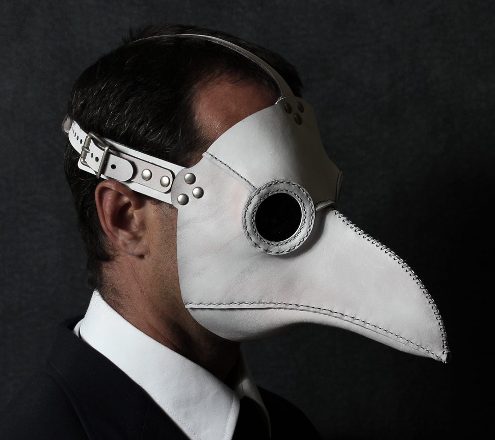 Plague Doctor's mask in white leather Classic
