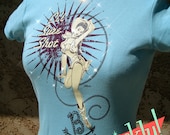 SPARKLY Rhinestone Tee Pinup Cowgirl Rodeo Shooter Western Bling T-Shirt Ladies Womens