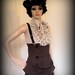 Brown steampunk vintage aviator style high weisted skirt