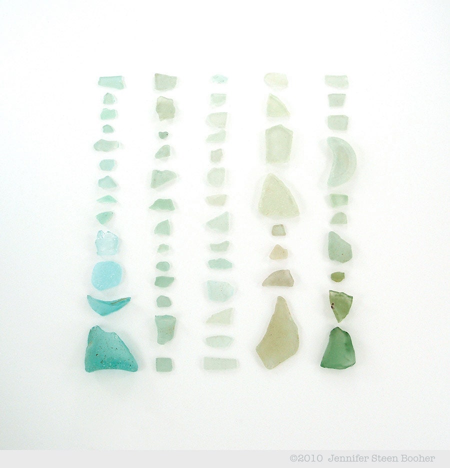 Blue and Green Seaglass  - 8 x 8 photograph - aqua, turquoise, green, and chartreuse sea glass