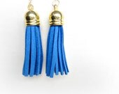 Tassel Earrings, Blue Tassel Earrings, Fringe Earrings, Cornflower Blue, Christmas Jewelry