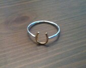 14k Gold Lucky horseshoe ring with sterling silver band - Petite