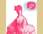Marie Antoinette Let Them Eat Cake Printable 5 x 7 Digital Print French Blue Pink