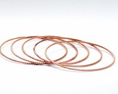 Set of 3 14k ROSE Gold Filled Stacking Bangles - Rose Gold Filled Stackable Bangles - Rose Gold Filled Dotted Bracelets