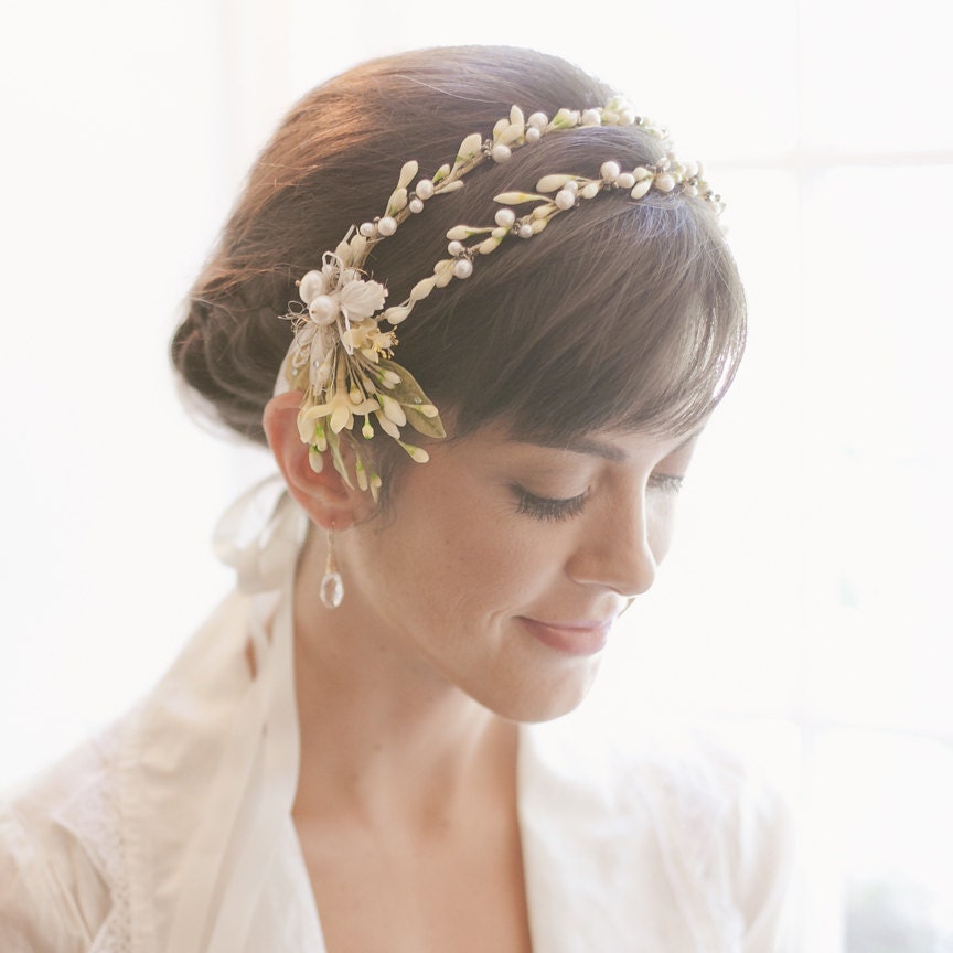 Vintage Inspired Double Orange Blossom Wedding Crown 705