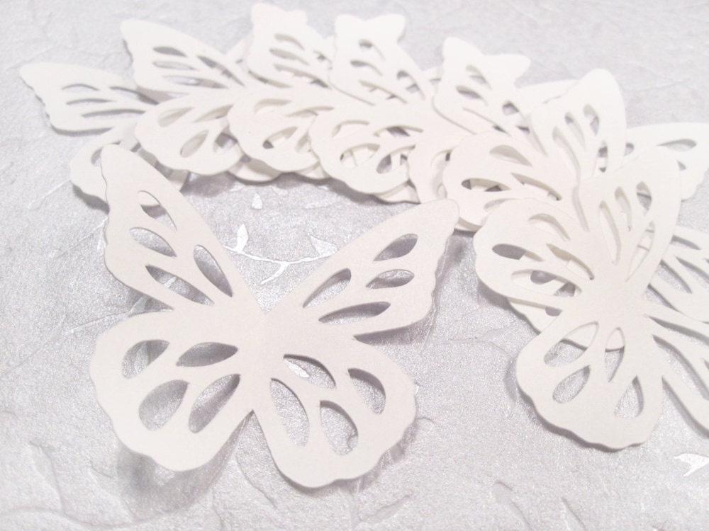 20 Monarch Paper Butterflies - White Scalloped Wing