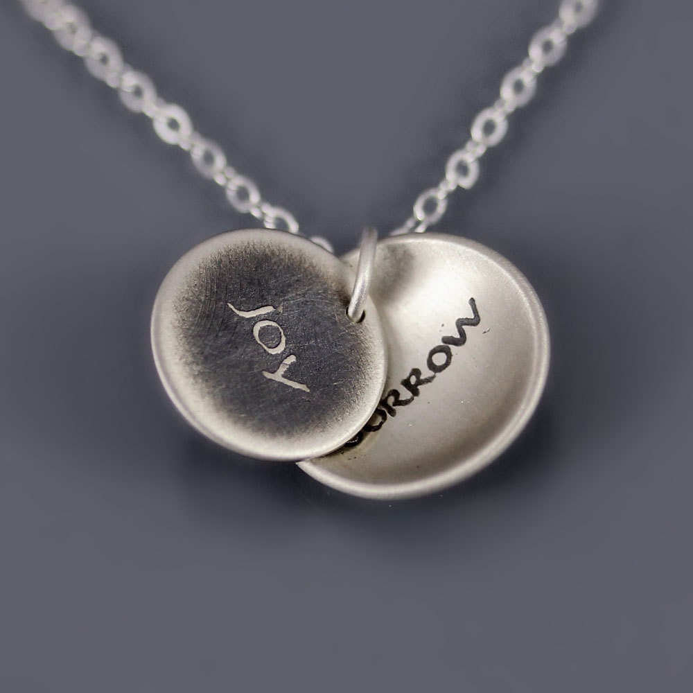 Silver Joy/Sorrow Necklace - inspirational words