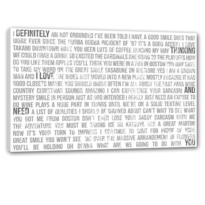 Canvas Word Art Faded Greys vows, lyrics Above Bed, custom personalized OOAK 36x48 gallery wrapped