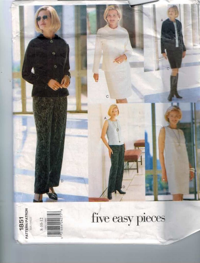 Misses Sewing Pattern Vogue 1851 Five Easy Pieces Jacket Top Pants Dress Size 8 10 12 Bust 31 32 34  UNCUT 1990s 90s 1996