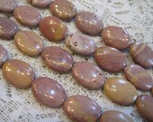 Rose Red Rhodonite Puffed Oval Gemstone Beads 14x18mm