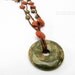 Long Unakite and Coral Multi Strand Necklace