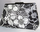 SALE   Black and White Beaded Garden Clutch Purse