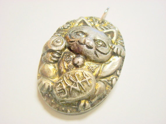 Black and Metallic Maneki Neko Cat