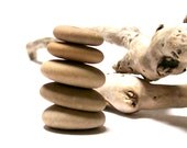 SALE Beach Stone Jewelry Beads- Drilled Pebbles - Donuts Focals Rondelles Cairn Stack - Supplies - "5th Wheel" by StoneMe