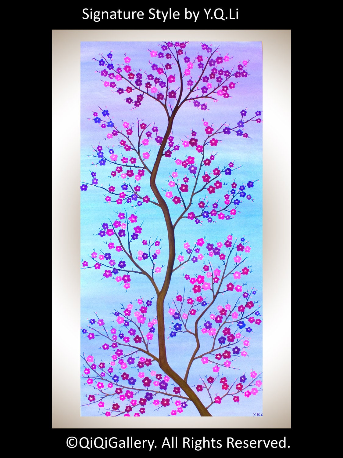 Abstract Landscape Oil Painting Huge Original Contemporary Floral Flower "Symbol Of Hope" Cherry Blossom By qiqigallery