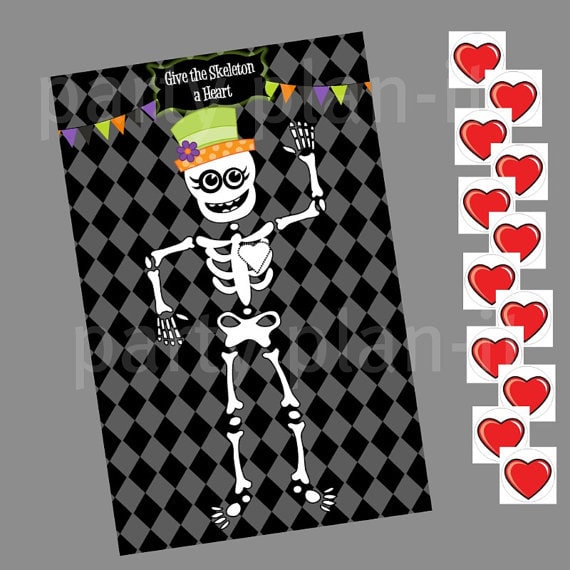 Give the Skeleton A Heart Halloween Party Game - Girly Skeleton Il_570xn