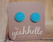 capri blue frost mini mum flower earrings by yeahhello