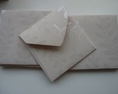 Set of ten beige and gold colour upcycled wallpaper envelopes 4 ins x 4 ins (10cm x 10cm)
