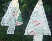 Vintage Quilt Tree Christmas Ornaments Repurposed Upcycled
