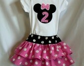 Minnie Mouse Inspired Ruffled Diaper Cover and Applique Onesie Children Clothing, Baby Toddler Clothes, Spring Summer